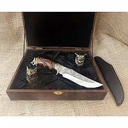 Подарунковий набір для чоловіків "Мисливський" (2 бронзових чарки, ніж)