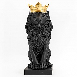 Гипсовый бюст "Лев с золотой короной" (черный)