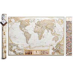 Скретч-карта мира My Map Antique edition Caribbean (английский язык) в тубусе