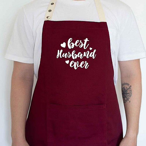 Мужской фартук Best husband ever (бордовый)