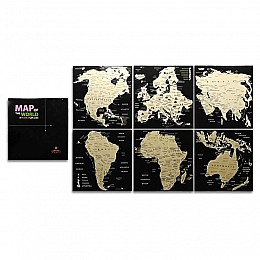Набір скретч-листівок з континентами Map of the World в подарунковому конверті