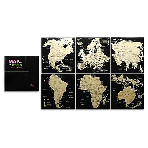 Набор скретч-открыток с континентами Map of the World в подарочном конверте