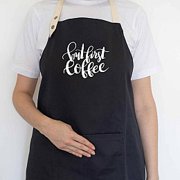 Фартук But first coffee (черный)