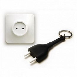 Ключниця настінна і брелок для ключів Unplug Qualy (білий-чорний)