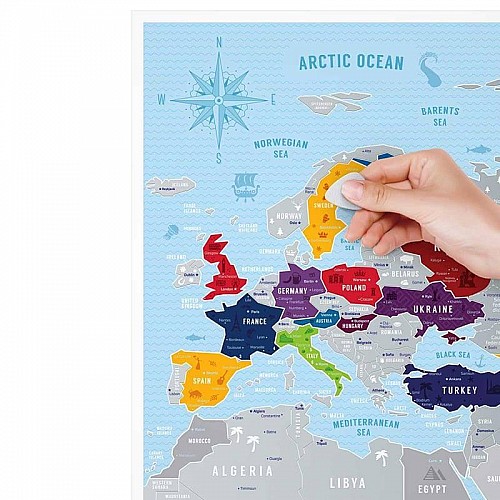 Скретч-карта Европы Travel Map Silver Europe (английский язык) в тубусе