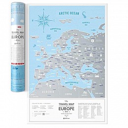 Скретч-карта Європи Travel Map Silver Europe (англійська мова) в тубусі