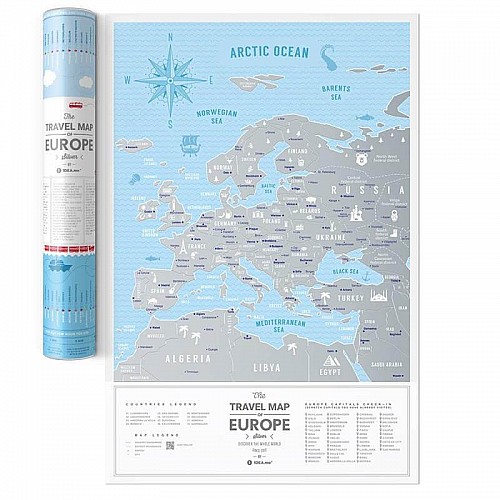 Скретч-карта Европы Travel Map Silver Europe (английский язык) в тубусе