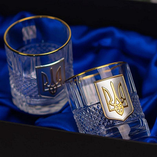 Набір для віскі «Гербовий з тризубом» Boss Crystal (графин + 4 склянки)