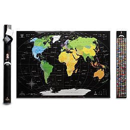 Чорна скретч-карта світу My Map Black edition Gold (англійська мова) в тубусі