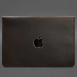 Шкіряний чохол-конверт на магнітах для MacBook 16'' (темно-коричневий) шкіра Crazy Horse