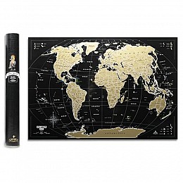 Чорна скретч-карта світу My Map Black edition Mini 61х41 (англійська мова) в тубусі