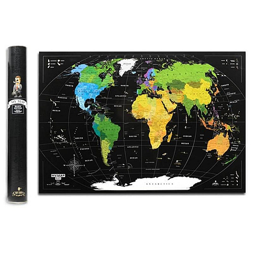 Чорна скретч-карта світу My Map Black edition Mini 61х41 (англійська мова) в тубусі