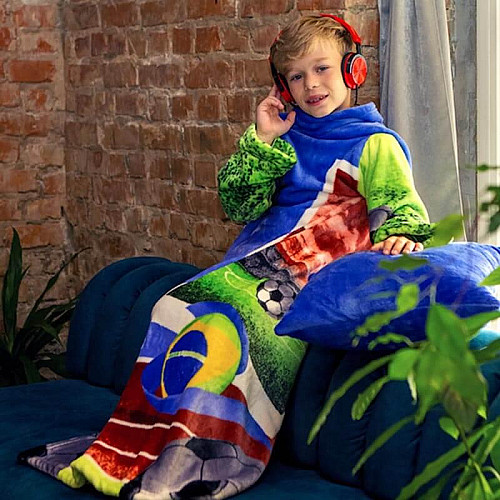 Плед з рукавами з мікрофібри дитячий Kids "Футбол"