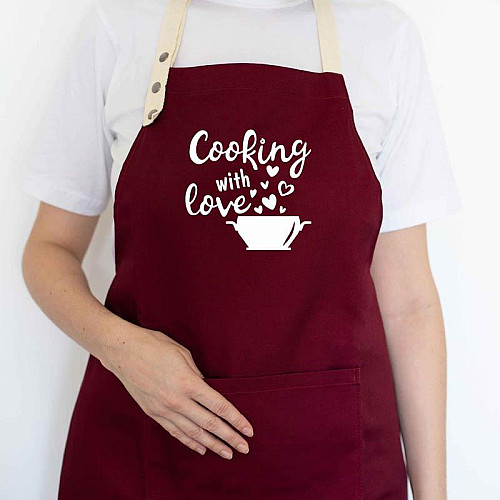 Фартух Cooking with love (бордовий)