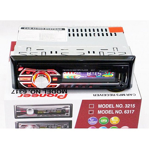 Автомагнитола 6317 мульти подсветка Usb RGB Fm Aux пульт 1 din