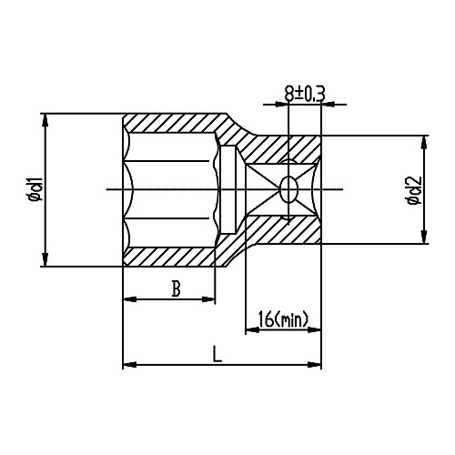Насадка шестигранна коротка 1/2" 30мм CrV ULTRA (6070302)