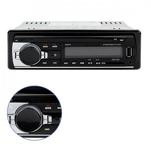 Автомагнитола 1DIN с мощным звуком и пультом JSD-520 MAX USB AUX Черная с синей подсветкой