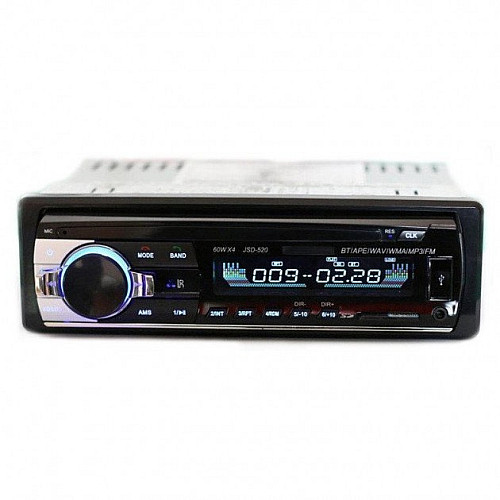 Автомагнитола 1DIN с мощным звуком и пультом JSD-520 MAX USB AUX Черная с синей подсветкой
