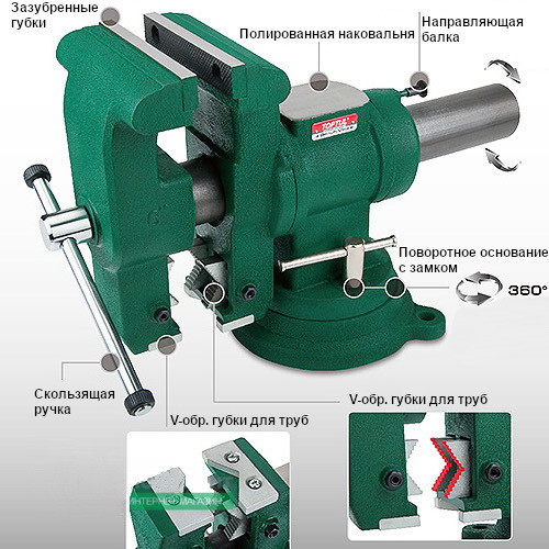 Тиски багатофункціональні поворотні 150мм 6" TOPTUL DJAB0106
