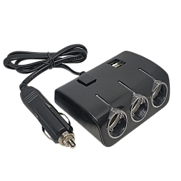 Розгалужувач для прикурювача Olesson 1506 на 3 гнізда + USB 12v-24V