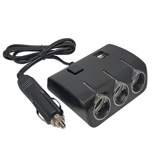 Розгалужувач для прикурювача Olesson 1506 на 3 гнізда + USB 12v-24V