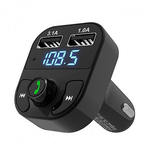 Автомобильный FM трансмиттер модулятор музыка в машину по Bluetooth 3.1А Onever X8 Black