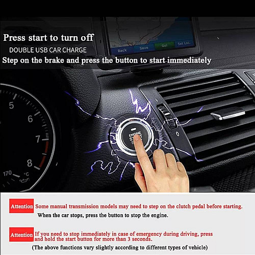 Система запуска двигателя кнопка Smart System START-STOP универсальная с подсветкой и режимом старта на холодную