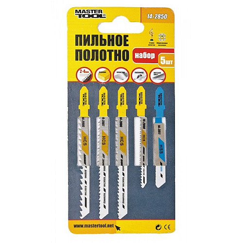 Набор пильных полотен для лобзика MASTERTOOL 5 шт по дереву и металлу (14-2806/2807/2808/2809/2811) 14-2850