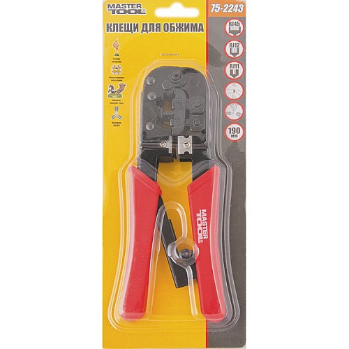 Клещи для обжима штекеров MASTERTOOL RJ11/RJ12/RJ45 190 мм 75-2243