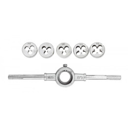 Набор плашек MASTERTOOL с держателем 6 эл. (M4/M5/M6/M8/M10) 15-0406