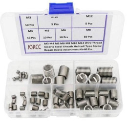 Набор резьбовых вставок ввертышей M3-M12 для восстановления резьбы 60 шт.