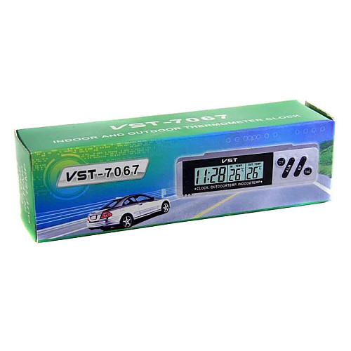Автомобильные часы VST 7067 с будильником электронные серые