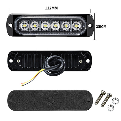 Проблесковий маячок DXZ I-BS-6LED Білий 6500k IPX-4 для авто
