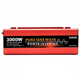 Инвертор напряжения HOULI 3000W 12V в 220V Чистый синус Красный (IN3W12V22V)