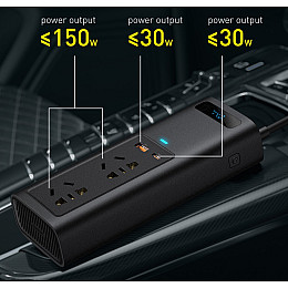 Автомобильный инвертор Baseus USB-C / USB / 5A / 150 Вт 220 В Black
