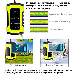Зарядний автомобільний пристрій Foxsur 12V 5A для заряджання та ремонту акумуляторів (FBC1205D)