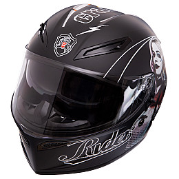Мотошлем QKE HARLEY QUINN M-9545 L Черный-белый