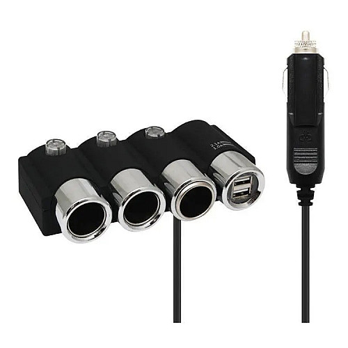 Автомобильный разветвитель прикуривателя OLESSON 1508 (3 гнезда, 2 USB)