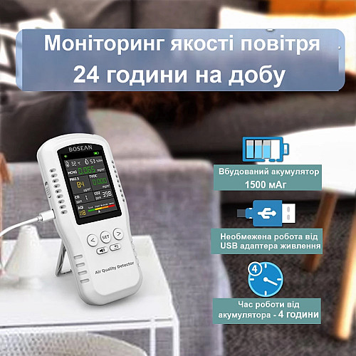 Датчик анализатор качества воздуха по 5 параметрам Bosean T-Z01Pro Белый (100907)