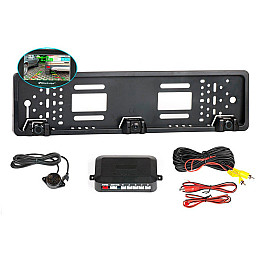 Парктроник в рамке номерного знака RIAS M-219 3 в 1 с камерой заднего вида Black (4_00246)