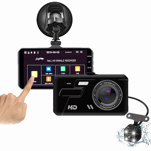 Відеореєстратор RIAS DVR BT100 4" Full HD з виносною камерою заднього виду Black (3_01935)