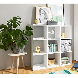 Полиця для книг стелаж на 9 відділень Forte Id A-0020 Білий Ш1072*В1078*Г290