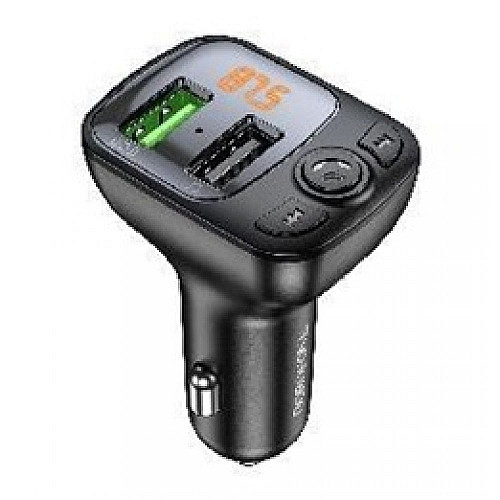 Автомобильное зарядное устройство FM-передатчиком Borofone BC41 Eminency USB QC3.0 18W / USB 5W/ 1 А TF BT Black