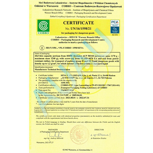 Каністра SENA 20 л для бензину та дизельного палива червона