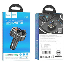 FM-трансмітер Hoco E62 Fast BT v5.0 2USB QC 18W і Type-C PD20W QC FCP AFC Чорний