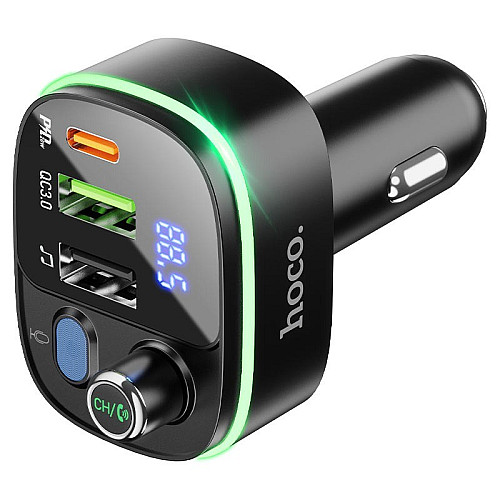 FM-трансмиттер Hoco E62 Fast BT v5.0 2USB QC 18W и Type-C PD20W QC FCP AFC Черный