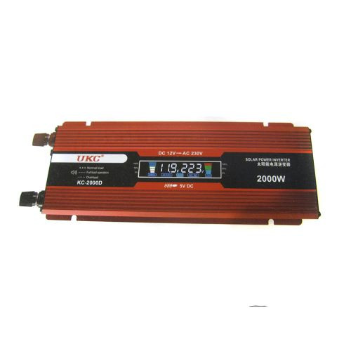 Перетворювач авто інвертор 12В-220В 2000W з LCD дисплеєм