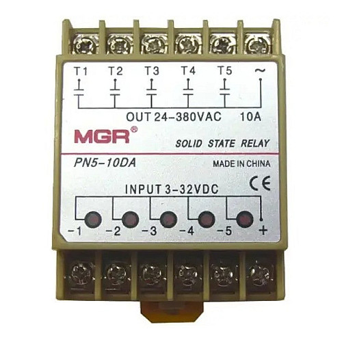 Реле твердотельное однофазное SSR PN5-10DA 10А DC-AC 5