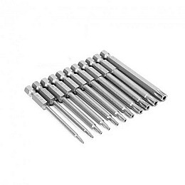 Магнітні біти для шуруповерта 75мм Т6-Т40 з отвором 6-гранні 11 шт MHZ