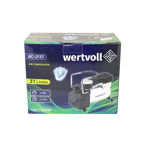 Компресор автомобільний і сумка WERTVOLL 12 V 150 PSI 8 A 100 Вт 37 л/хв (AC-2137)